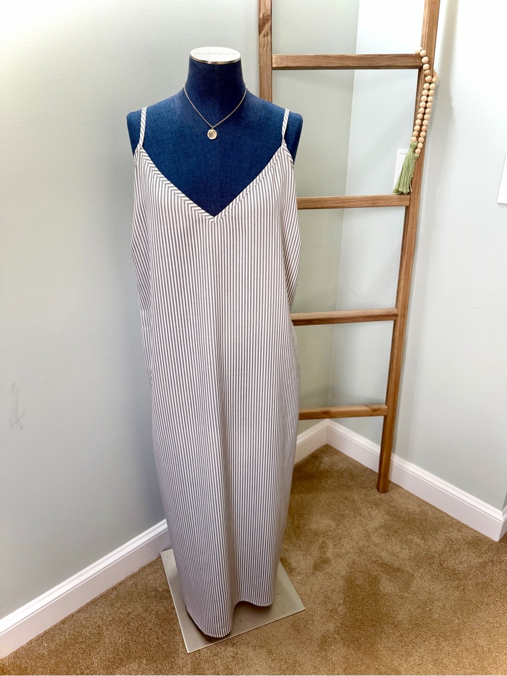 A New Day Grey White Pinstripe Pullover Midi Slip Dress Plus Size 4x
